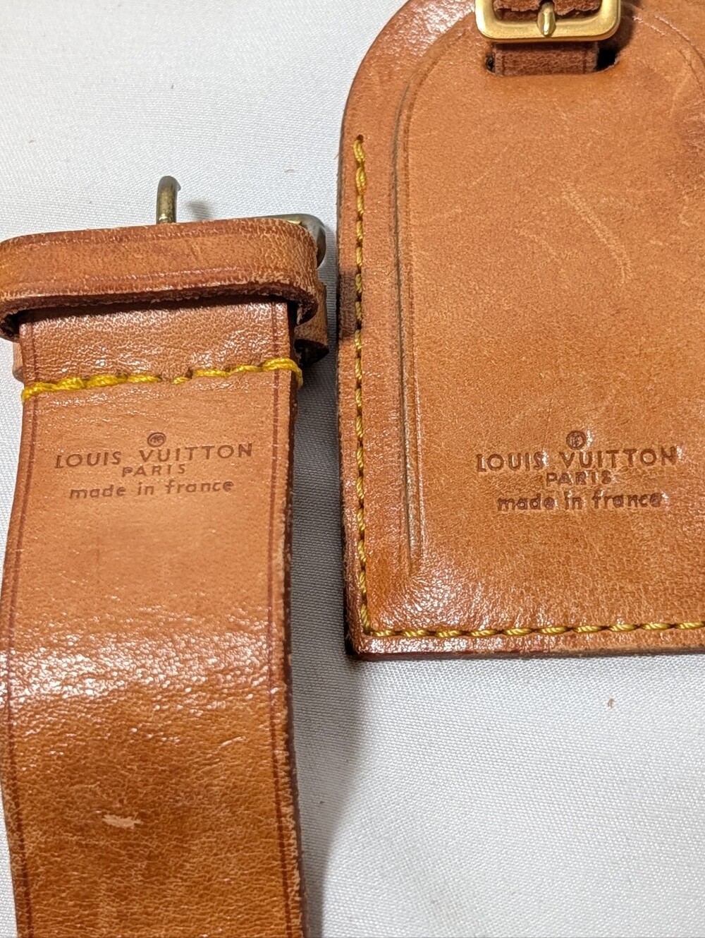 Vintage Louis Vuitton Leather Luggage Tags Set of 3 w/ Original Box - Picture 15 of 16